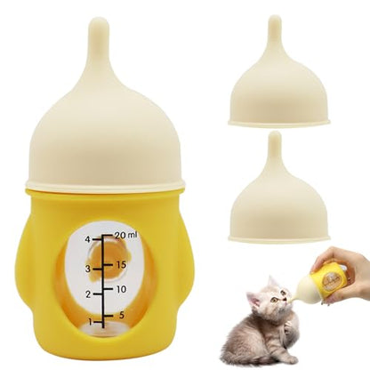 Pet Feeder Bottle Kitten Bottle Anti Choking Design(Yellow,20 ml) - color: Yellow
