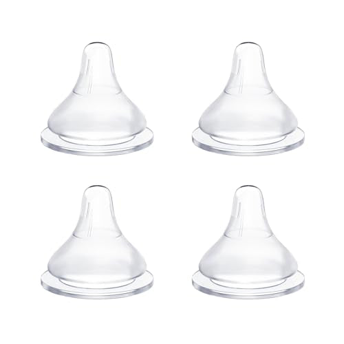 Silicone Bottle Nipples Compatible with Pigeon Bottles, Replacement Soft Nipple for Baby 1+ Months, Anti-Colic, BPA-Free, Slow Flow, Size S, 4-Pack - color: 1m+, Slow Flow, S, size: Slow Flow, S