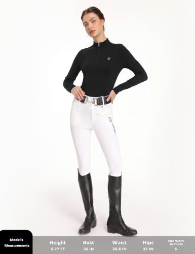 Harrison Howard Women’s Equestrian Riding Shirt, UPF 50+ Quarter Zip Breathable Horse Riding Top, Quick Dry Schooling Shirt - color: Black, size: Large