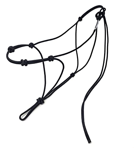 4 Knot Horse Rope Training Halter - 3/16" (5mm) Very Thin! Stiff Polyester Rope - color: Black, size: Standard
