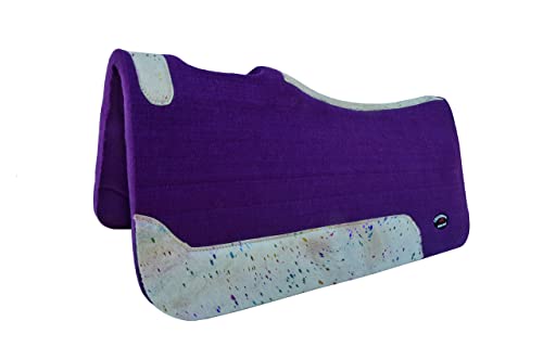 Horse 32" x 30" Western Contoured Wool Felt Therapeutic Saddle Pad 39233 - color: Purple Multicolor Hair-on
