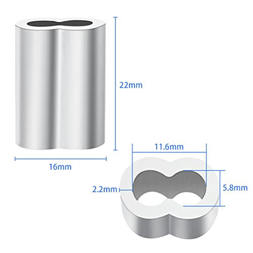 3/16 Aluminum Ferrules, Crimping Loop Sleeves 70PCS, Wire Rope Crimps | Aluminum Crimp Sleeves For Cable Ferrule And Wire Rope Connections. 3/16 Wire Rope Sleeves For Crimping Applications. - size: 3/16" (70PCS)