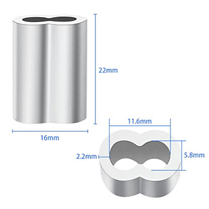3/16 Aluminum Ferrules, Crimping Loop Sleeves 70PCS, Wire Rope Crimps | Aluminum Crimp Sleeves For Cable Ferrule And Wire Rope Connections. 3/16 Wire Rope Sleeves For Crimping Applications. - size: 3/16" (70PCS)