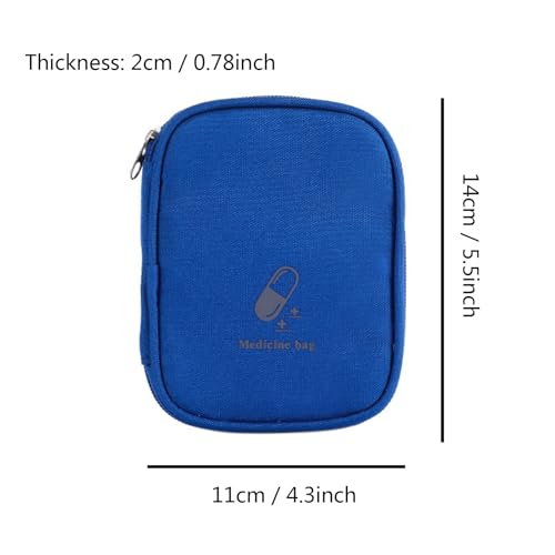 Portable Mini First Aid Pouch, Empty Travel Medicine Bag Pills Pocket for Travel School Home (Dark Blue) - color: Dark Blue