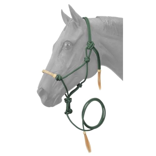 Tough1 Rawhide Noseband Rope Halter with Lead - color: Hunter Green