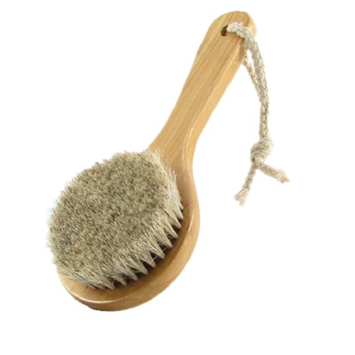 7.87” Short Handle Dry Bath Body Brush Scrubber, Wood Handle Soft Horsehair Mane Natural Bristles Shower Brush, Good for Cellulite, Detox, Exfoliating, Blood Circulation, etc. - size: 7.87 Inch Short Handle Wooden Horsehair