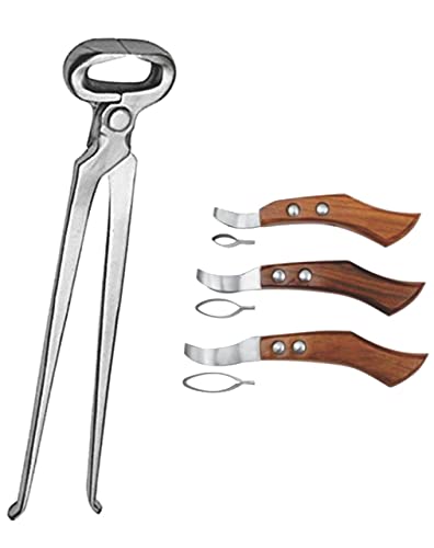 Hoof Nipper 15 Inch and Farrier Loop Knife Set – Professional Hoof Trimming Tools for Horses, Ponies & Donkeys – Heavy Duty Farrier Hoof Nipper with Sharp Loop Hoof Knives for Hoof Care & Trimming