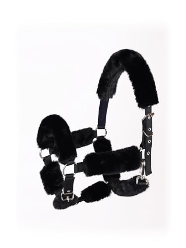 Harrison Howard Fleece Halter Covers for Horses, Set of 9, Prevent Hair Loss Pressure Marks, Padded Horse Halter Fleece Set Black - color: Black