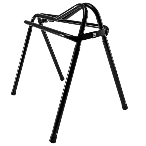 Country Pride Adjustable Saddle Stand, Black Enameled Steel, Collapsible for Storage, Height 20 to 32 Inches, Portable for Car Transport, Barn or Home Use