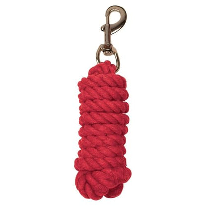 Dura-Tech 8' Cotton Lead Rope | Heavy Braided Design | 5/8" Diameter | Soft, Durable & Comfortable Grip | Brass-Plated Snap | Ideal for Barn, Farm & Shows - color: Red