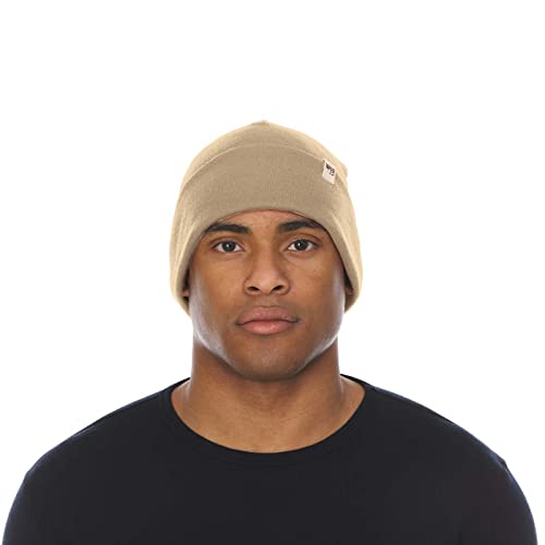 100% Merino Wool Cuff Beanie - Mens & Womens Warm Winter Hat - Watch Cap - Toque - Novelty Beanie - One Size Fits Most - color: Desert Sand