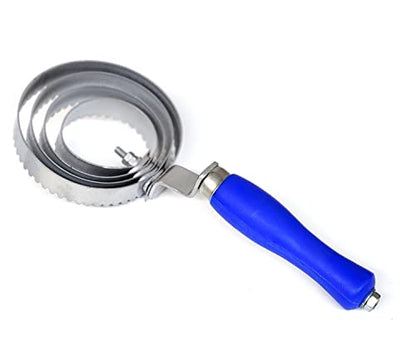 Grooming Stainless Steel Curry Comb Horse Brush 4 Rings Rubber Horse Curry Comb for Cow Sheep Dog Goat Horse with Plue Plastic Handle