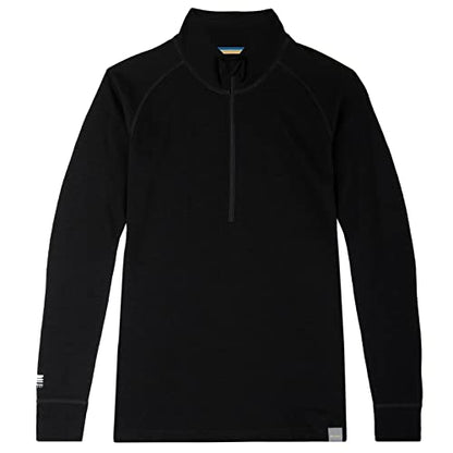 MERIWOOL Womens Base Layer 100% Merino Wool Midweight 250g Half Zip Sweater for Women - color: Black, size: Small