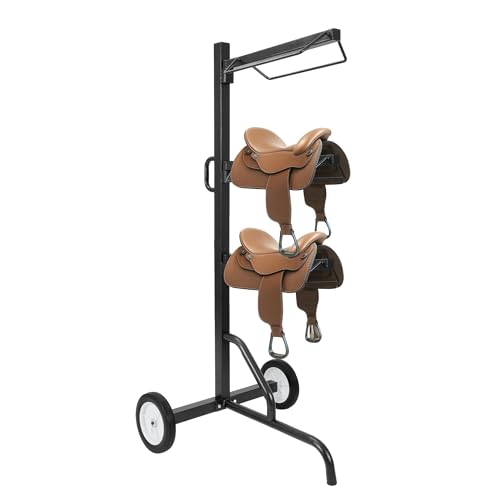 3 Tier Saddle Rack, Rolling Saddle Stand Cart with Wheel,