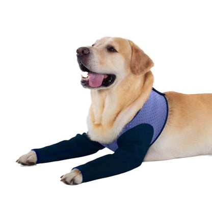 Coodeo Dog Recovery Sleeves, Cone Collar Alternative, Abrasion Resistant Dog Recovery Suit, Washable 2.5mm Thick and Waterproof, Pet Wounds Prevent Licking, Biting (Purple, S) - color: Purple, size: S