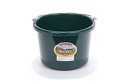 Little Giant® Plastic Animal Feed Bucket | Round Plastic Feed Bucket with Metal Handle | Made in USA | 8 Quarts | Green - color: Green