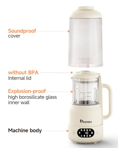 IAGREEA 35oz Glass Nut Milk Maker Machine, 10 in 1 Noise Reducing Soy Maker - color: beige