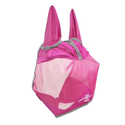 Harrison Howard UV-Proof Multi-Function Fabrics Thick Fleece Padding Horse Fly Mask Half Face with Ears Magenta Arabian Medium - color: magenta, size: Medium (Arabian)