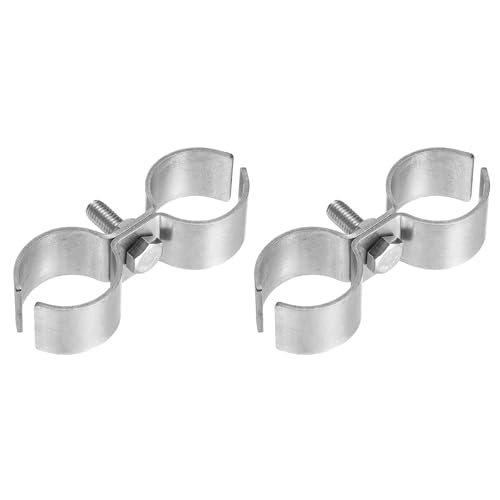 HARFINGTON 2pcs Chain Link Fence Panel Clamps 1-1/4" Stainless Steel Dog Kennel Clamps Fence Connector Temporary Dog Cage Hardware Parts with Bolts and Nuts for Round Pipe Panel - size: 1-1/4"