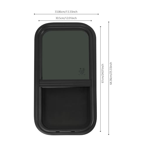 RV Window Teardrop Style 2Pack, 12" X 24" Universal RV Window Vertical Slide With 2 Trim Ring, Vertical Sliding Glass Window with Screen Window for Cargo, Horse Trailer (12" X 24" （2 pack）) - size: 12" X 24"（2 pack）