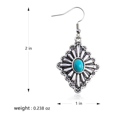 Montana West Rustic Couture's Western Concho Dangle Drop Earrings for Women - color: G-Turquoise