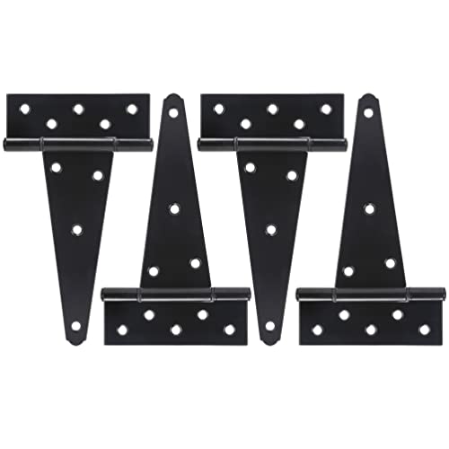 8 Inch T-Strap Shed Door Hinges Heavy Duty, Black Tee Hinge for Wooden Fences, Yard Door, Barn Door Gates, Wrought Hardware Rustproof, 4PCS - color: 4 pcs, size: 8 Inch