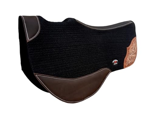 Horse 32"x32" Western Contoured Wool Felt Cotton Bareback Saddle Pad 39259 - color: Black