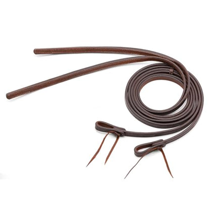 Jeffers Equine LuxeLeather Heavy Oiled Western Leather Horse Reins – Split, Laced & Roping Styles with Tie or Snap Ends for Riding & Training - size: 5/8" x 8'