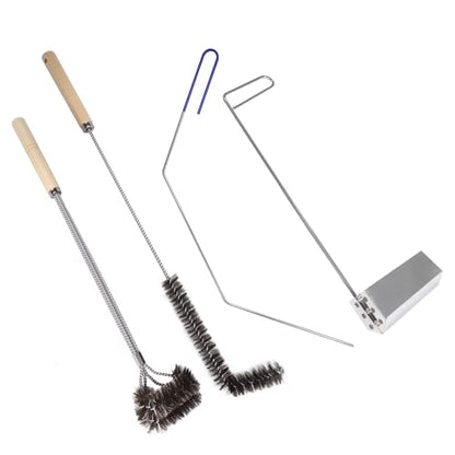4 PCS Fryer Cleaning Tools with Deep Fryer Stainless Steel L-Shaped Brush, Deep Fryer Crumb Scoop, Deep Fryer Cleanout Rod, Long Handle Deep Basket Brush for Restaurants, Air Fryers, Deep Fat Fryers - color: 4pcs Stainless Steel Brush