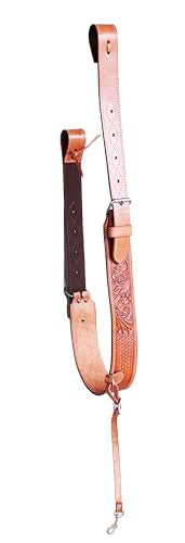 CHALLENGER Horse Western Leather Basketweave Tooled Floral Rear Flank Saddle Cinch Off Billets 9759A