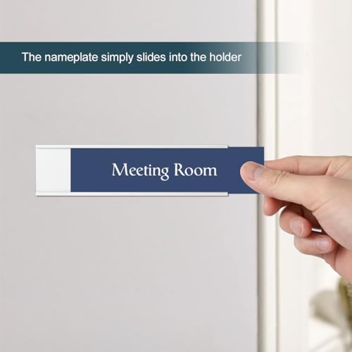 Lenink 6 Pack Name Plate Holder, Wall Mount Office Door Name Plate Holder for Meeting Room, Business Department, Warning Area 8” X 2” (Silver) - color: Silver