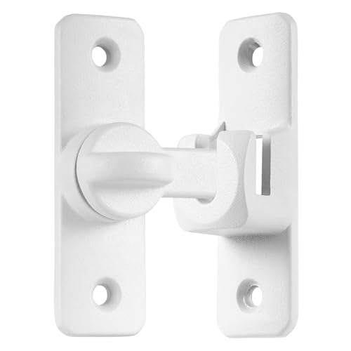 Matte White Aluminum Alloy Gate Lock,90/180 Degree Barn Door Latch - color: Matte White