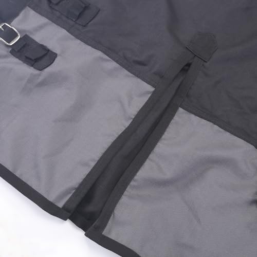 1200D Horse Blanket, 0g No-Fill Waterproof Turnout Rain Sheet - color: Black Grey, size: 84"