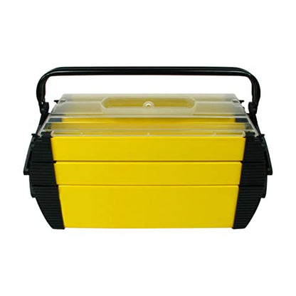 Portable Tool Box - Storage Compartments for Tools, Parts, Crafting Supplies or Tackle by Stalwart - Cantilever Toolbox, 18"L x 11.8"W x 8.25"H, Black/Yellow - style: Cantilever Toolbox