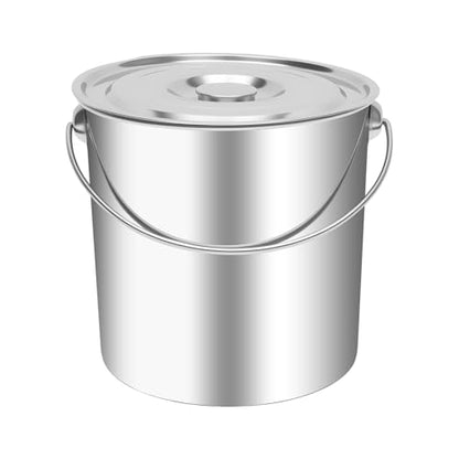 5 Gallon 304 Stainless Steel Bucket with Handle and Hanging Lid - size: 5 Gal