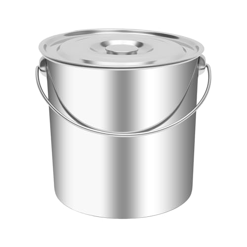 5 Gallon 304 Stainless Steel Bucket with Handle and Hanging Lid - size: 5 Gal