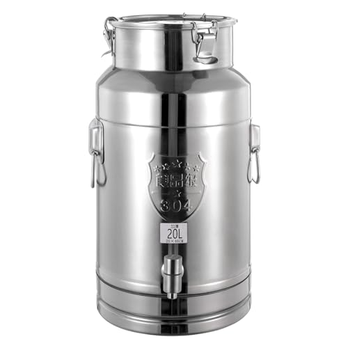 20L/5.28Gal Milk Can Beverage Dispenser with Spigot, 304 Stainless Steel Locking Sealed Lid Bucket Food Storage Container, Drink Dispenser for Milk, Wine, Oil - size: 20L/5.28Gal