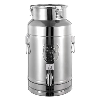 20L/5.28Gal Milk Can Beverage Dispenser with Spigot, 304 Stainless Steel Locking Sealed Lid Bucket Food Storage Container, Drink Dispenser for Milk, Wine, Oil - size: 20L/5.28Gal