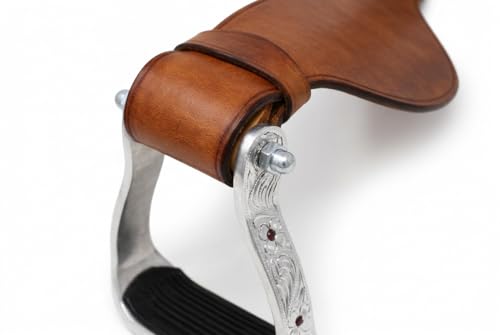 Horse Saddle Stirrups Western Aluminium Engraved Barrel Racing Rhinestones 51148PR