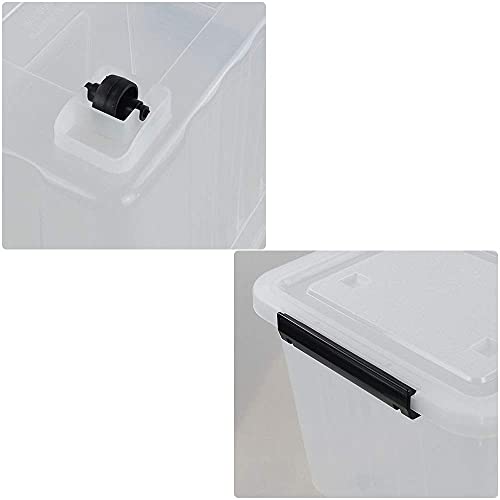 35 Quart Plastic Wheeled Storage Bin, 4 Pack Latching Storage Box | Clear Material, Stackable - size: 35 Quart