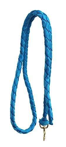 Horse 8' Braided Blue Nylon Lead Rope w/Brass Swivel Bolt Snap 60576SB