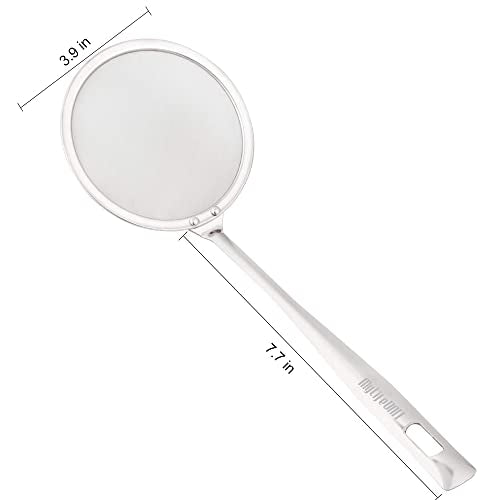 MyLifeUNIT Fine Mesh Strainer, 4 Pack Stainless Steel Skimmer Spoon for Hot Pot Foam and Grease