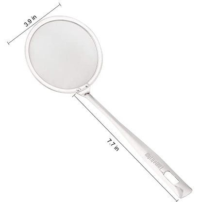 MyLifeUNIT Fine Mesh Strainer, 4 Pack Stainless Steel Skimmer Spoon for Hot Pot Foam and Grease