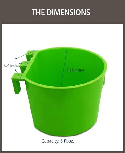 40 Pack Cage Cups Birds Feeders Seed Bowl Chicken Feeding Watering Dish Rabbit Water Food Hanging Wire Cages Box 8oz Coop Cups for Pet Parrot Parakeet Gamefowl Poultry Pigeon (Green) - size: 40PCS Green