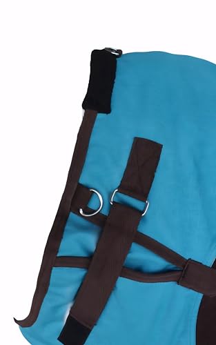 1200D Horse Turnout Blanket Waterproof, Breathable, Heavy-Weight Winter Blanket with 300g Fill, Ripstop Outer Shell - color: Turquoise/Brown, size: 66 inches