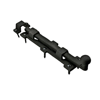 Renovators Supply Manufacturing Slide Bolt Latch 8 3/4 in. Black Wrought Iron Ball Tip Style Slide Bolt with Mounting Hardware - size: Pack of 1, style: 8.75 inch