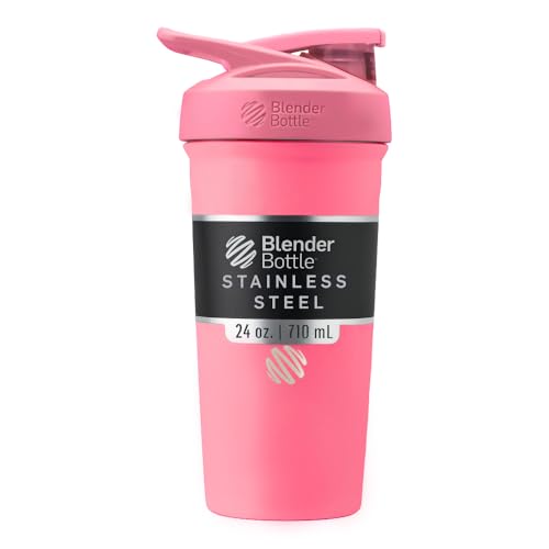 BlenderBottle Sport Flip Stainless Steel Shaker Bottle 24 oz Pink - color: Pink, size: 24 Ounces, style: Flip
