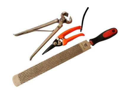 Horse Farrier Hoof Tool Kit (3 Piece) Horse Equine Metal Shears Farriers Hoof Nipper Cutter Handle Knife Stable Supplies Professional Hoof Trimming Tools | Nipper, Shears & Rasp, Professional Grade, Equine Stable Use, Metal Construction, Hoof Cutter Inclu