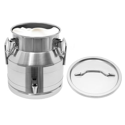 20L Stainless Steel Milk Can, Heavy Duty Food Storage & Transport Container for Dairy, Wine, Grains, Ideal for Home, Farm & Commercial Use, With a Faucet - size: 5.28Gallon