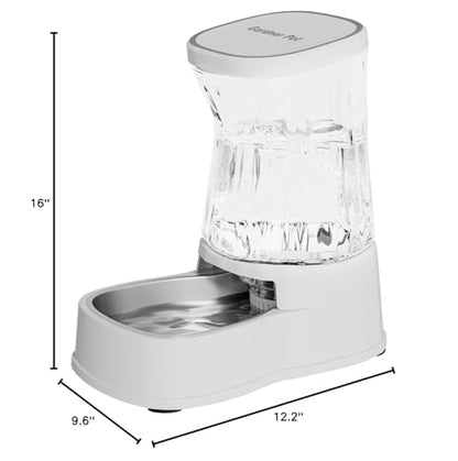 Automatic Dog Water Dispenser, Stainless Steel Bowls Feeder, 100% BPA-Free - color: White, size: 2.1 Gallon